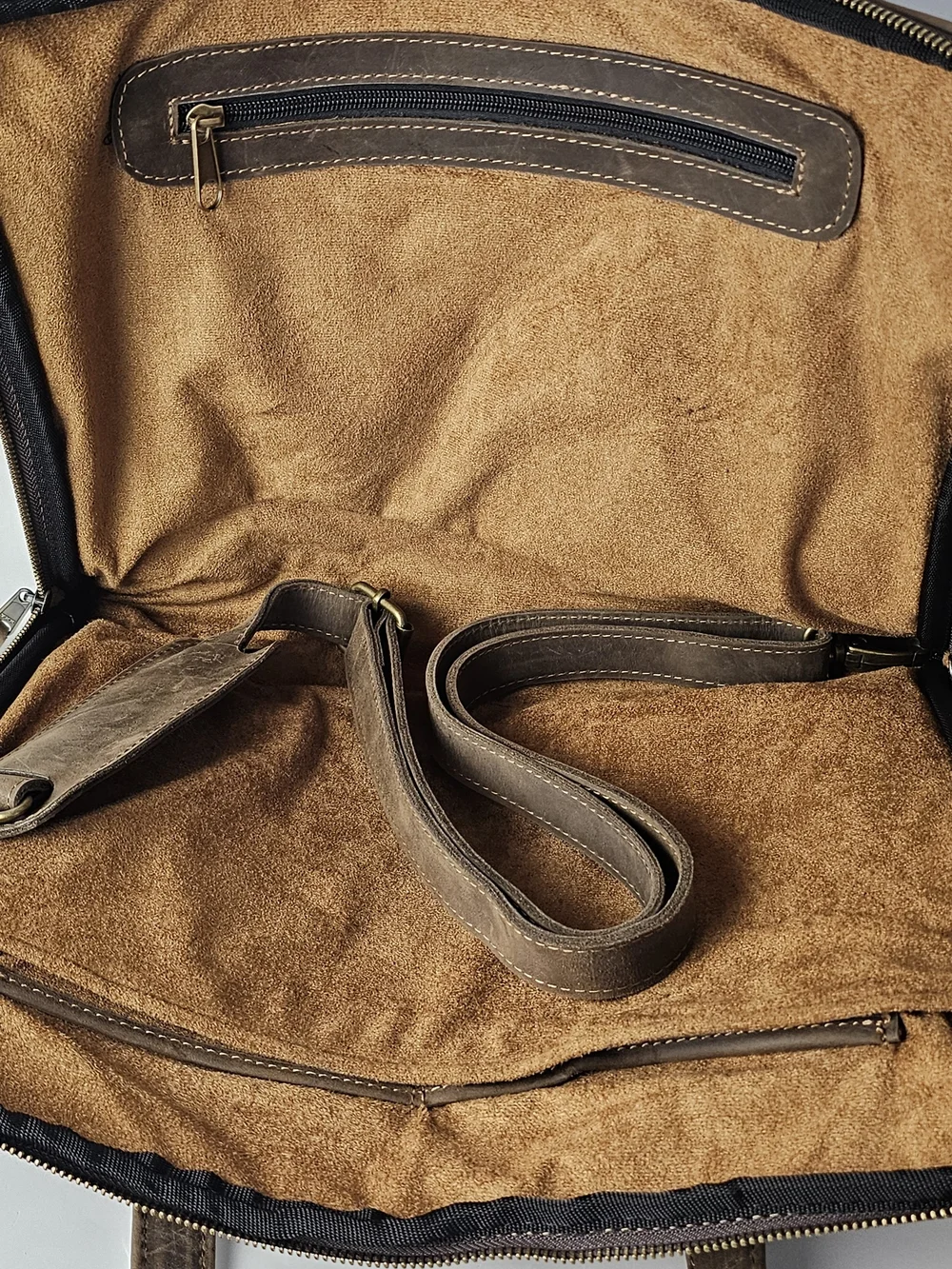 Full Grain Leather Laptop Briefcase Messenger Bag Handmade Rustic Brown